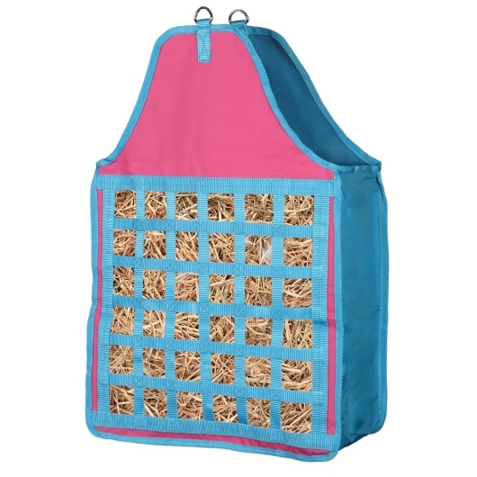 Horsemaster Heavy Duty Slow Feed Hay Bag - Blue/Pink