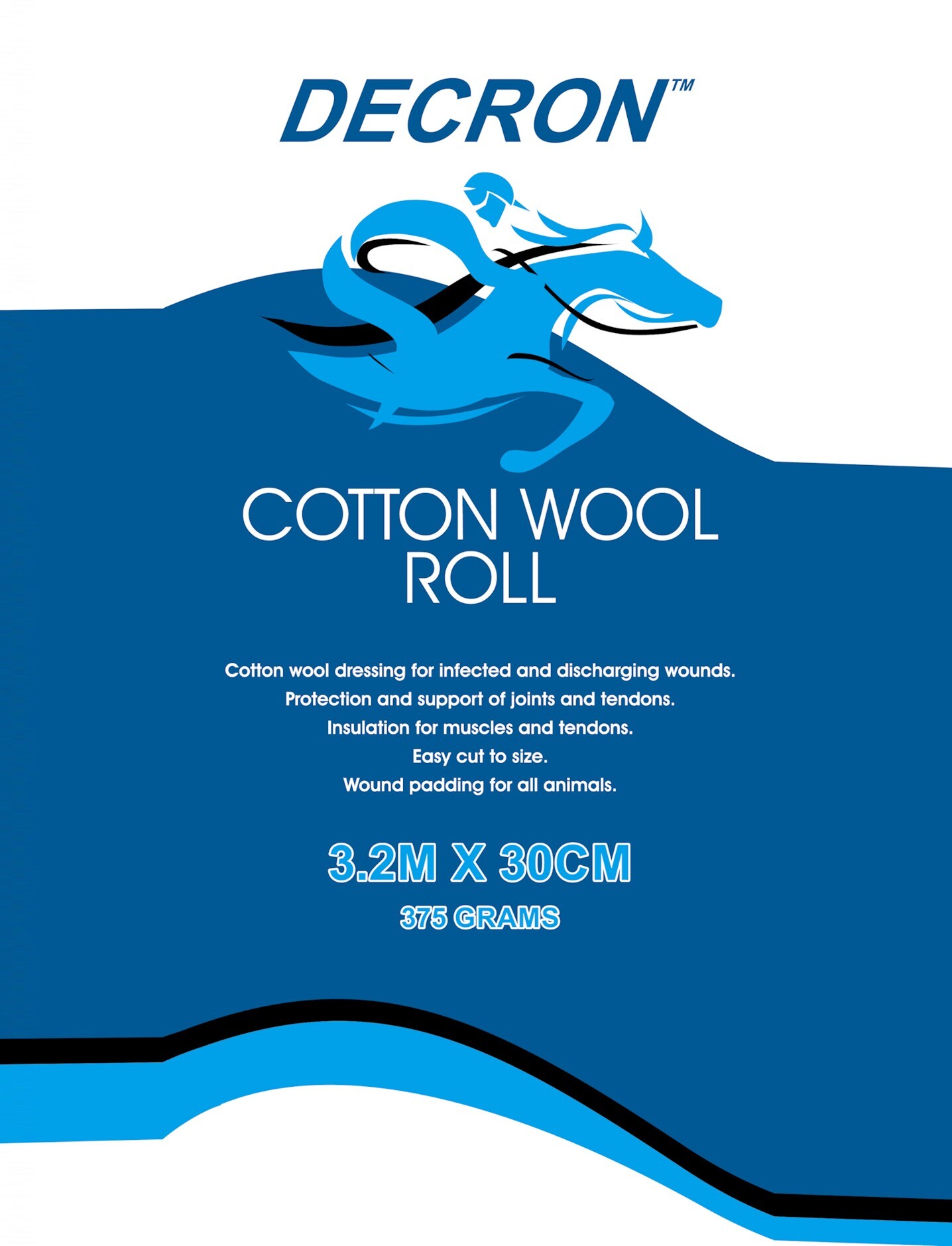 Decron Cotton Wool Roll 3.2m x 30cm | Horse Wound Padding