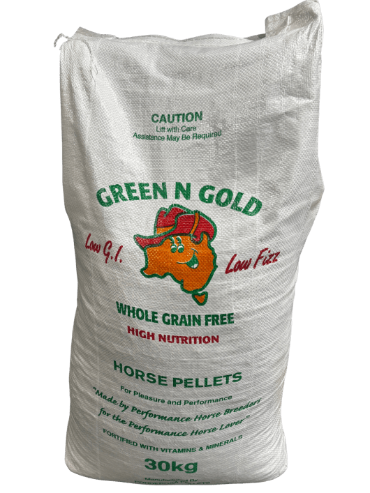 Ponderosa Green N Gold Pellets 30kg – Grain Free Performance Horse Feed