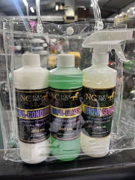 Horse Shampoo Conditioner & Show Glow  Pack – Complete Grooming Kit