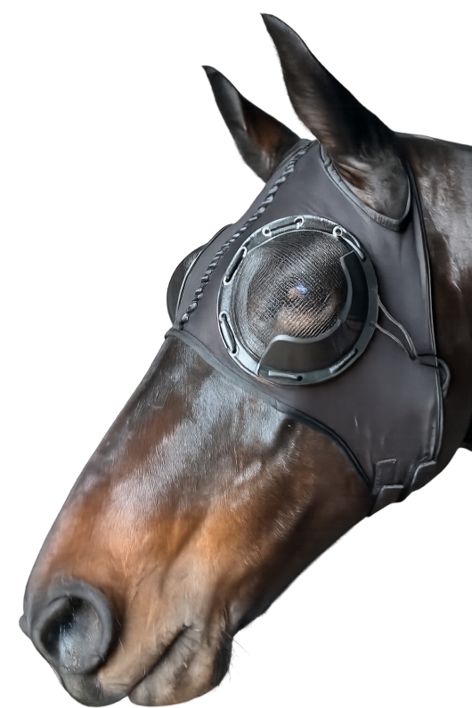 Gallop Lycra Race Hood With Mesh Eye cups with laced on Blinker Cups