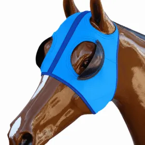 Blue Lycra Harness Racing Hood – Laced On Eyecups