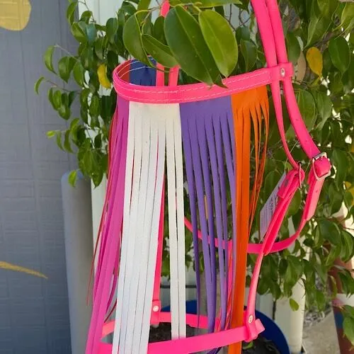 Fly Vinyl Veil/Head Stall In Rainbow Colours - Image 3