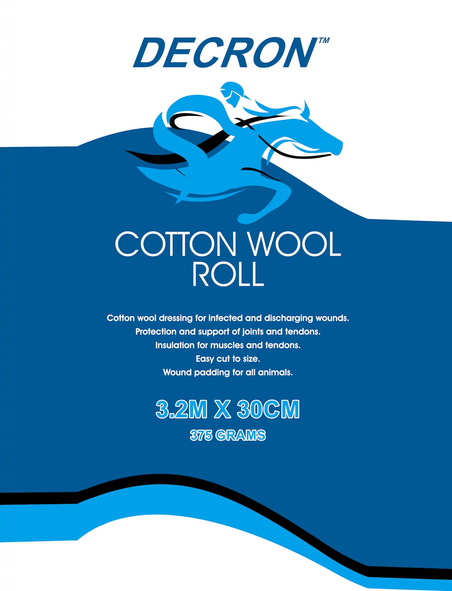 Decron Cotton Wool Roll 3.2m x 30cm | Horse Wound Padding